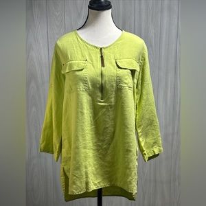 Company Ellen Tracy Womens 100% Linen Half Zip Top Size Medium